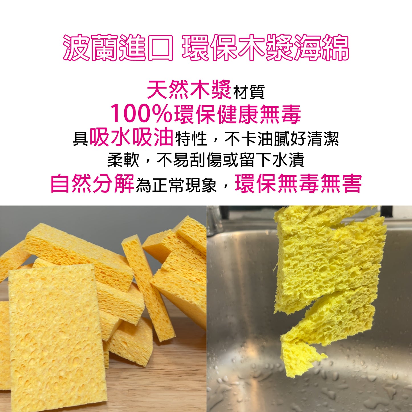 🧽 環保木漿海綿 3 塊組